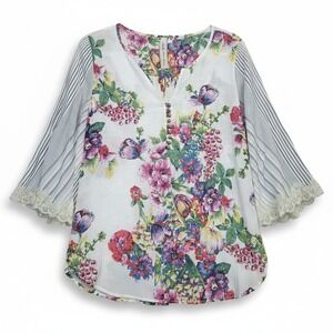 Aratta Antrhopologie Floral Bell Sleeves Top Small Y2K Fairy Fairycore